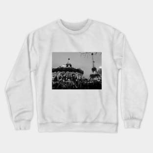 Black and White Eiffel Tower Photography, Carousel, Paris, France Crewneck Sweatshirt